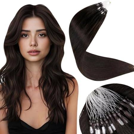 LaaVoo Micro Loop Hair Extensions Real Human Hair Dark Br