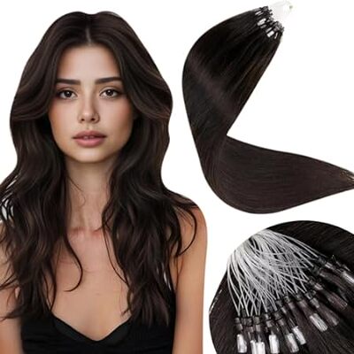 LaaVoo Micro Loop Hair Extensions Real Human Hair Dark Br
