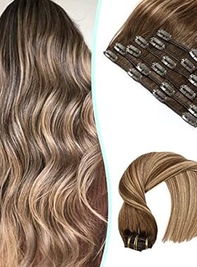 VINBAO Human Hair Extensions Clip in Balayage Chocolate B