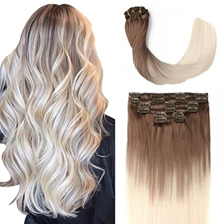 Clip in Hair Extensions 16in 100g 6pcs Real Human Hair Ex