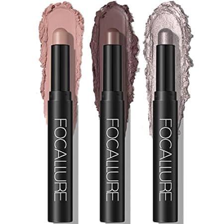 FOCALLURE 3 Pcs Cream Eyeshadow Stick，Matte and Shimmer E