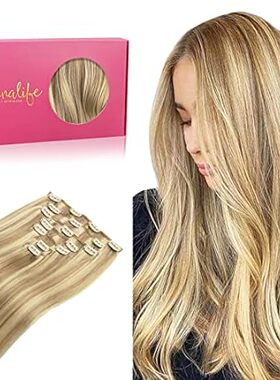 WENNALIFE Clip in Human Hair Extensions， 18 Inch 120g 7pc