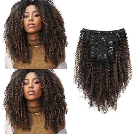 Sassina Afro Curly Clip ins Hair Extensions Two Tone Real