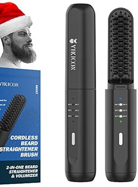 VIKICON Beard Straightening Heat Brush for Men: Cordless