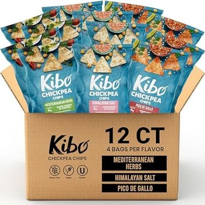 Kibo Chickpea Chips - High Protein/Fiber， Plant-Based， Ce