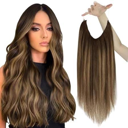 Sunny Wire Hair Extensions Human Hair Balayage Brown Invi