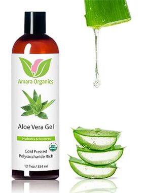 USDA Organic Aloe Vera Gel - For Face， Body， Hair - 100%