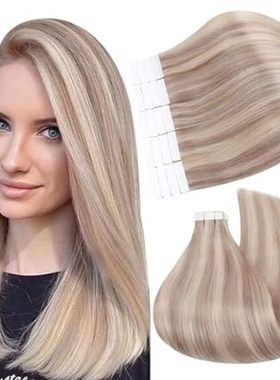 Ugeat Hair Extensions Tape in Human Hair Blonde 16inch Hu