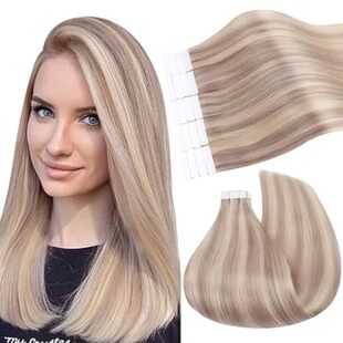 Ugeat Hair Extensions Tape in Human Hair Blonde 16inch Hu