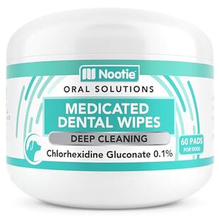Nootie Medicated Dental Wipes for Dogs， Cleans Teeth and