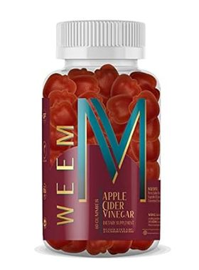 WEEM Apple Cider Vinegar Gummies - Natural， Vegan ACV wit
