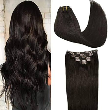 GOO GOO Clip in Hair Extensions Real Human Hair， 18inch 1