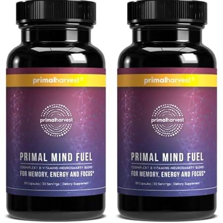 2 Pack， Primal Mind Fuel Brain Booster for Focus， Energy，