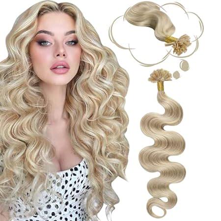 Moresoo Wavy U Tip Hair Extensions Human Hair 18 Inch Pre