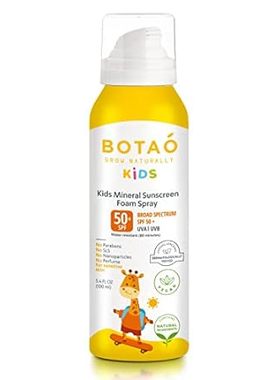 Kid’s Mineral Zinc Oxide Sunscreen Foam Spray: SPF50 Broa