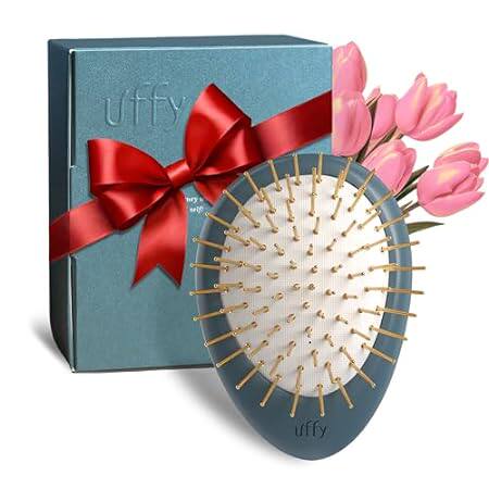 24K Gold Plated Detangling Hair Brush - Ergonomic Scalp M