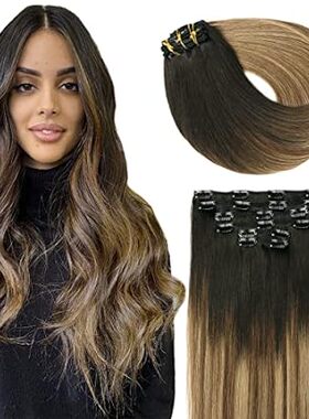 SURNEL Clip in Human Hair Extensions Natural Black to Cho