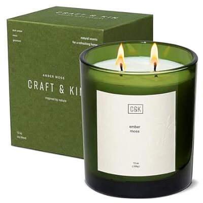Craft and Kin Candle | 12 oz， Amber Moss Scented Candles