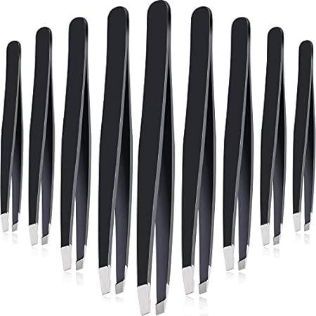 12 Pieces Eyebrow Tweezers Stainless Steel Slant Tip Twee