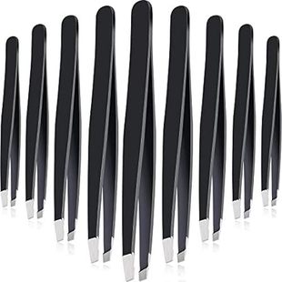 12 Pieces Eyebrow Tweezers Stainless Steel Slant Tip Twee