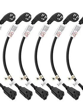 FIRMERST 1Ft Flat Plug 3 Prong Extension Cord 14 AWG Blac