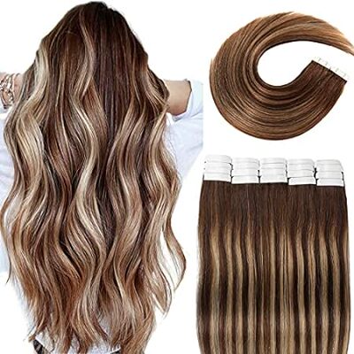 VINBAO Tape in Hair Extensions Human Hair Blonde Real Hai