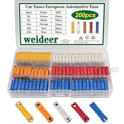 weideer 200pcs Car Fuses European Automotive Fuse Assortm