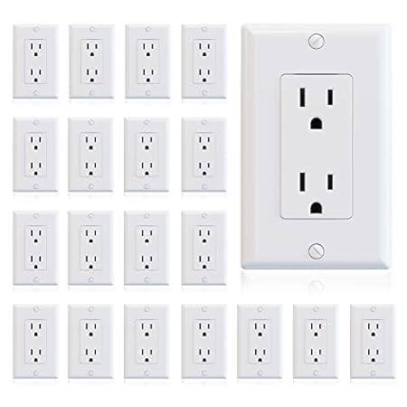 ELEGRP Glossy White Decorator Receptacle， 15A 125V Standa