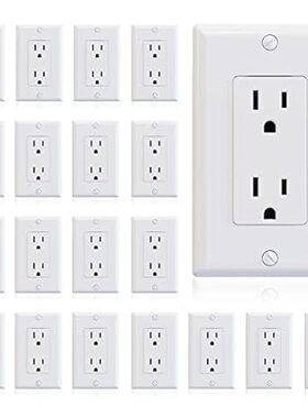 ELEGRP Glossy White Decorator Receptacle， 15A 125V Standa