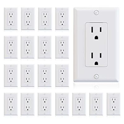 ELEGRP Glossy White Decorator Receptacle， 15A 125V Standa