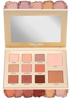 11 Colors Makeup Nudes Eyeshadow Palette，Includes Blush F