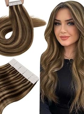 Hetto Human Hair Tape in Extensions #4/27 Brown Highlight