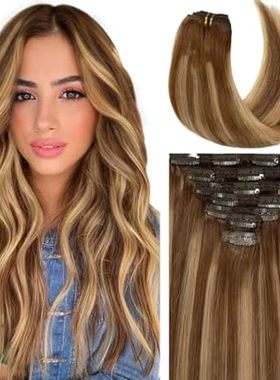 Caliee Real Hair Extension Clip in Human Hair Extensions