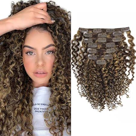 Natural Curly Clip in Human Hair Extensions 22Inch Jerry
