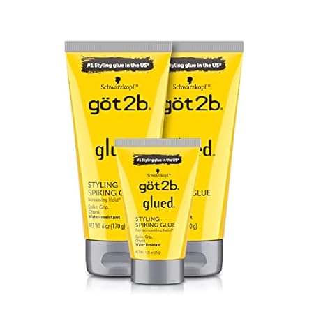Got2B Glued Styling Spiking Hair Gel 2 - 6 oz tubes + 1 T