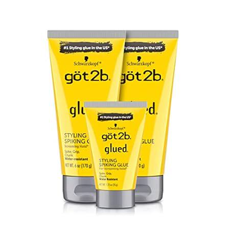 Got2B Glued Styling Spiking Hair Gel 2 - 6 oz tubes + 1 T