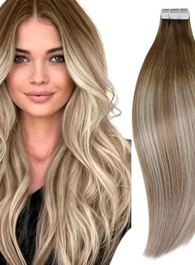 RUNATURE Ombre Tape in Extensions Human Hair 18 Inch Long