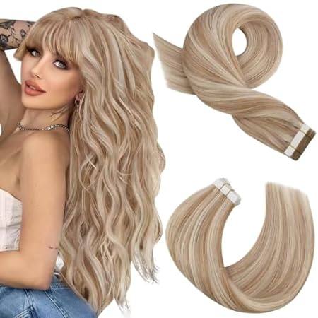 Moresoo Tape in Hair Extensions Human Hair Invisible Hair