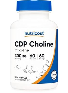 Nutricost CDP Choline (Citicoline) 300mg， 60 Vegetarian C