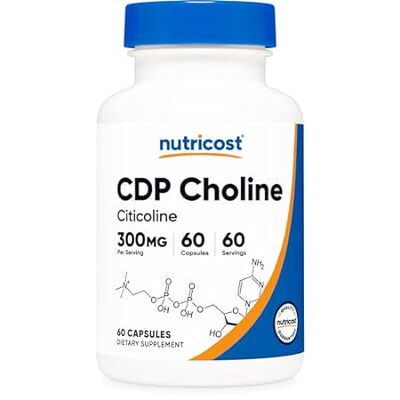 Nutricost CDP Choline (Citicoline) 300mg， 60 Vegetarian C