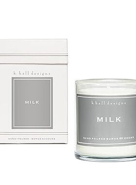 K. Hall Designs Milk Jar Candle， Creamy-Sweet Coconut Van