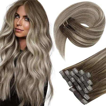 Sunny Human Hair Clip in Extensions Brown Real Hair Exten
