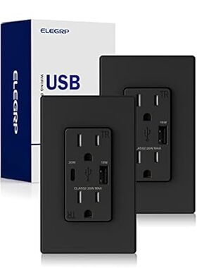 ELEGRP USB Wall Outlets Receptacles， USB C Port Supports