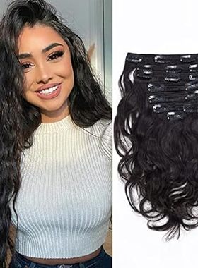 Caliee 16inch Natural Wave Curly Clip in Hair Extension M