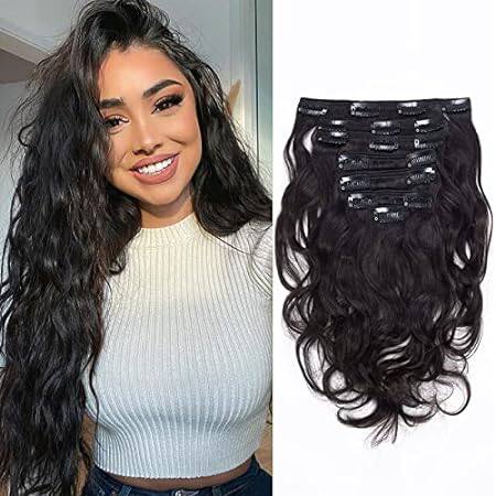 Caliee 16inch Natural Wave Curly Clip in Hair Extension M