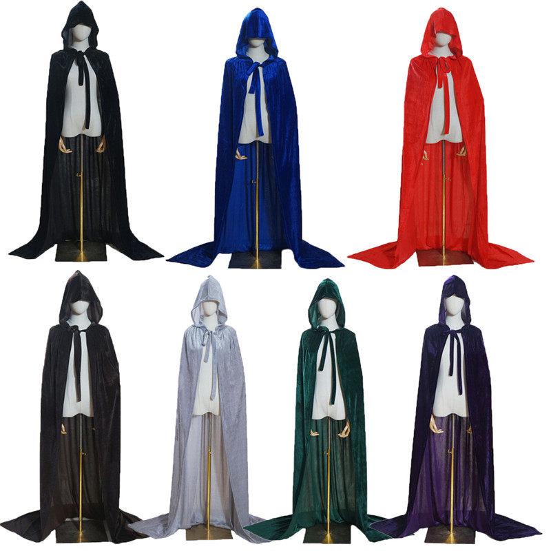 现货万圣节斗篷天鹅绒披风连帽中世纪吸血鬼披肩角色扮演cosplay