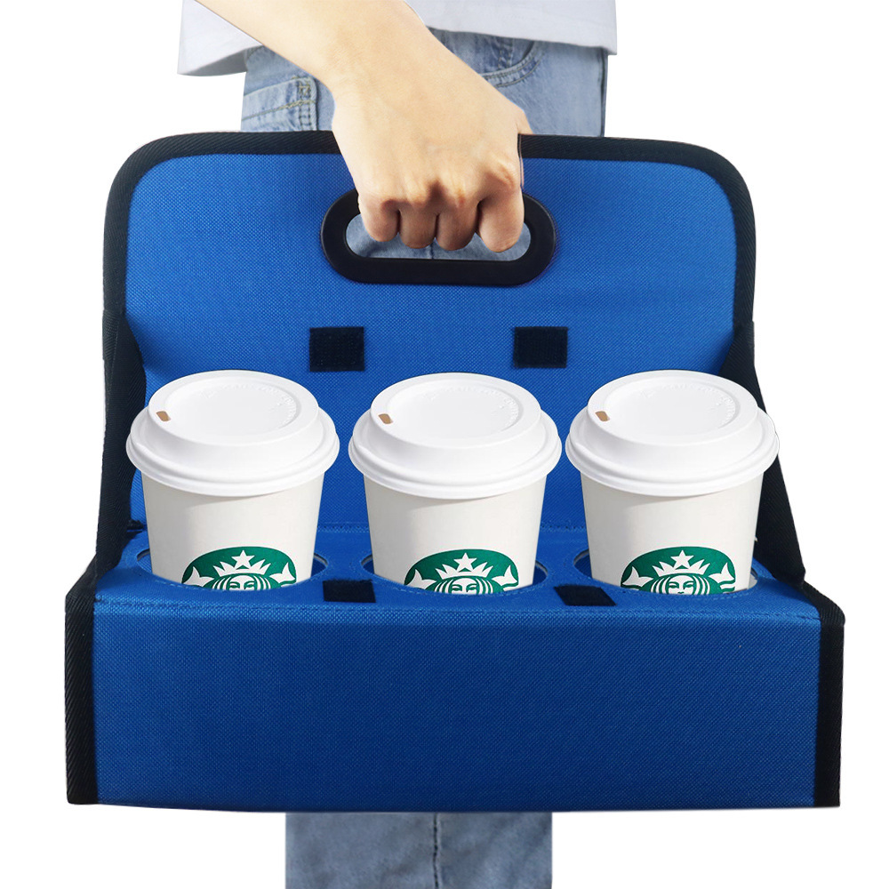 食物收纳盒可折叠手提咖啡杯外卖袋隔热杯架Reusable cup holder