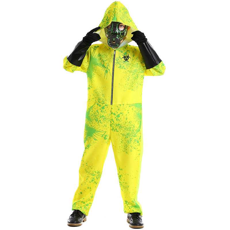 万圣节新品派对连体衣 生化危机防护服喷溅印花中性装扮丧尸扮演