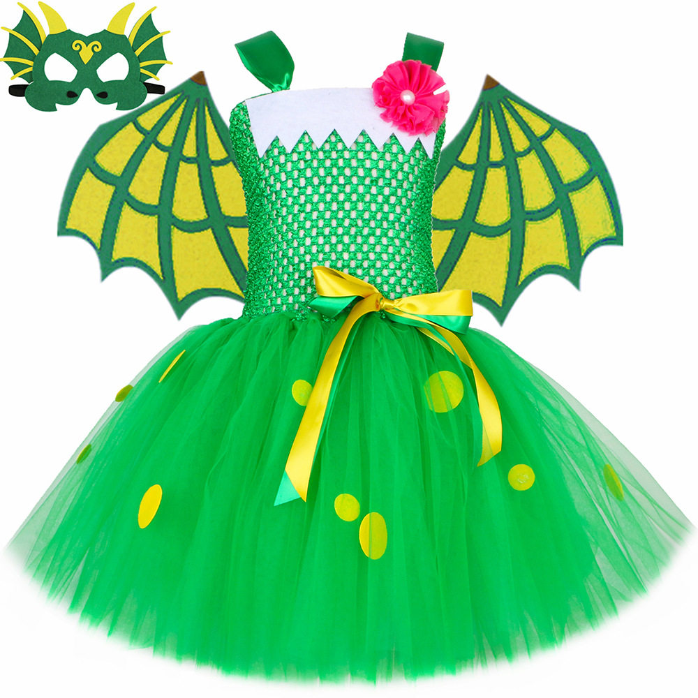 新款恐龙世界女童四件套连衣裙套装tutu dress外贸亚马逊