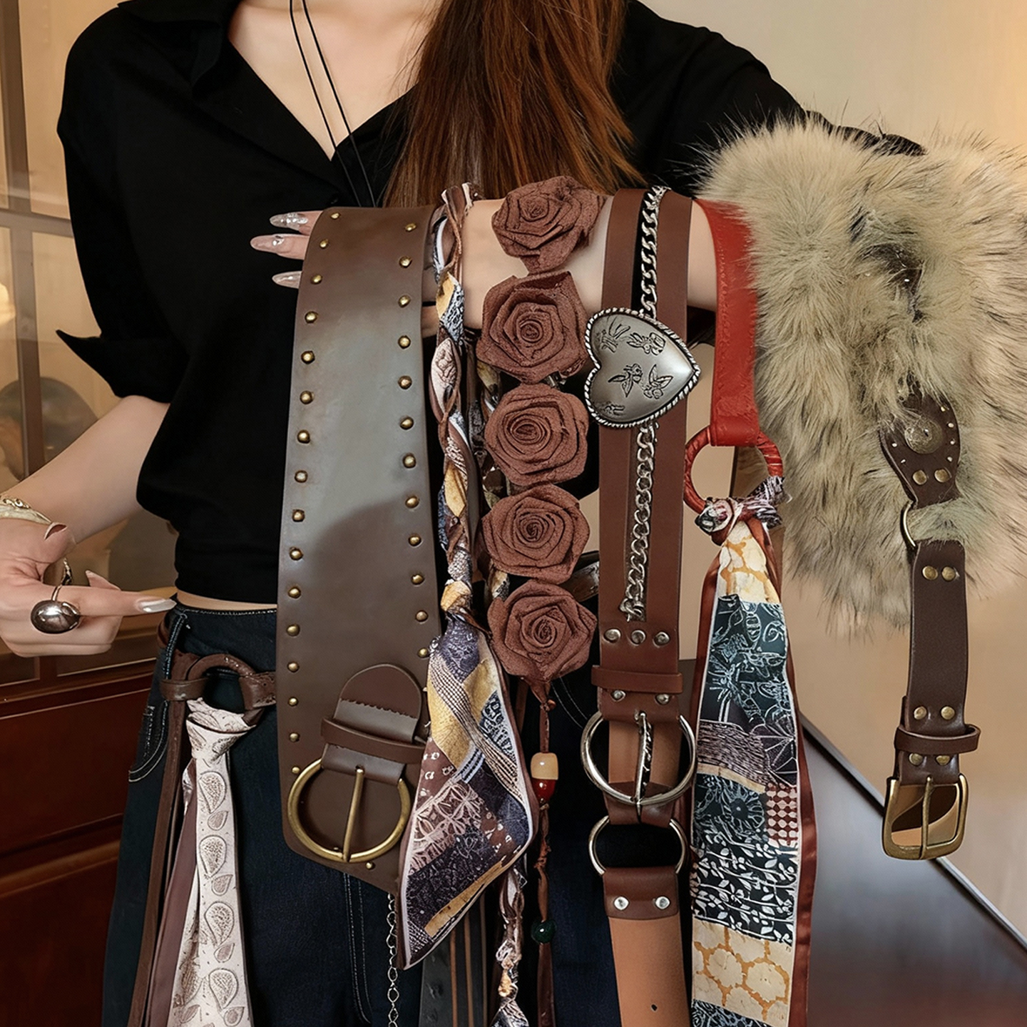 复古朋克千禧风腰带女小众设计